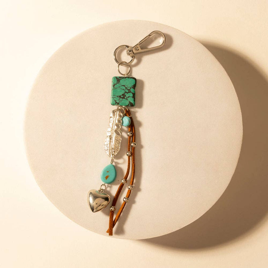 Longhorn Charm Keychain - Desert Turquoise