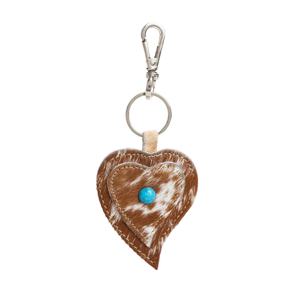Heart's Love Hair-On Key Fob - Caramel