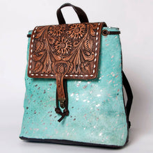 Turquoise Cowhide Tooled Leather Backpack — product image 1