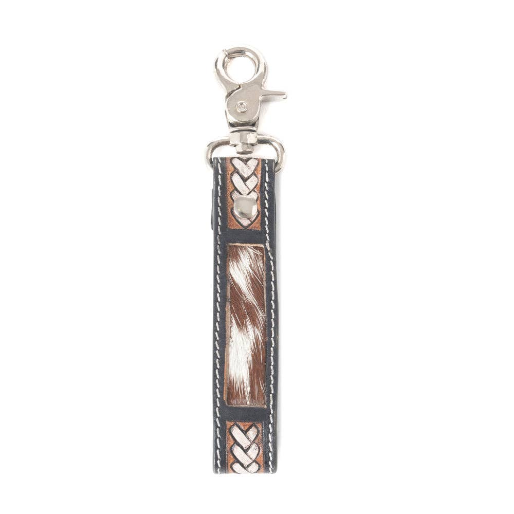 Braided Buckle Hair-On Key Fob - Dusty Bronze