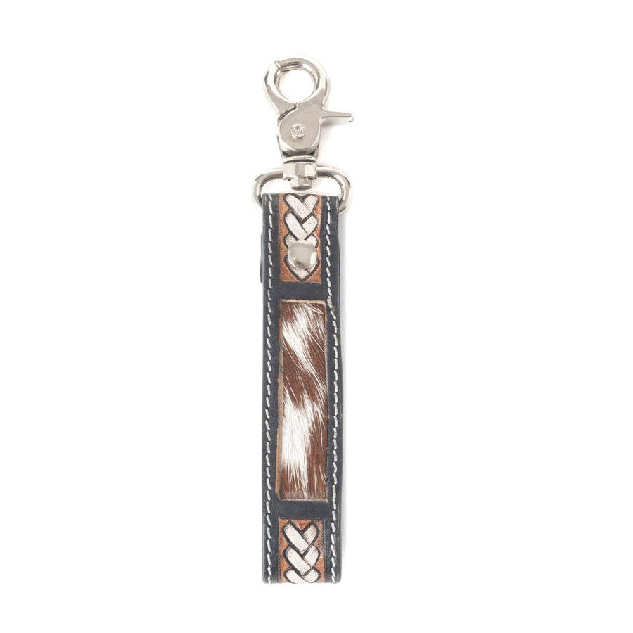 Braided Buckle Hair-On Key Fob - Dusty Bronze