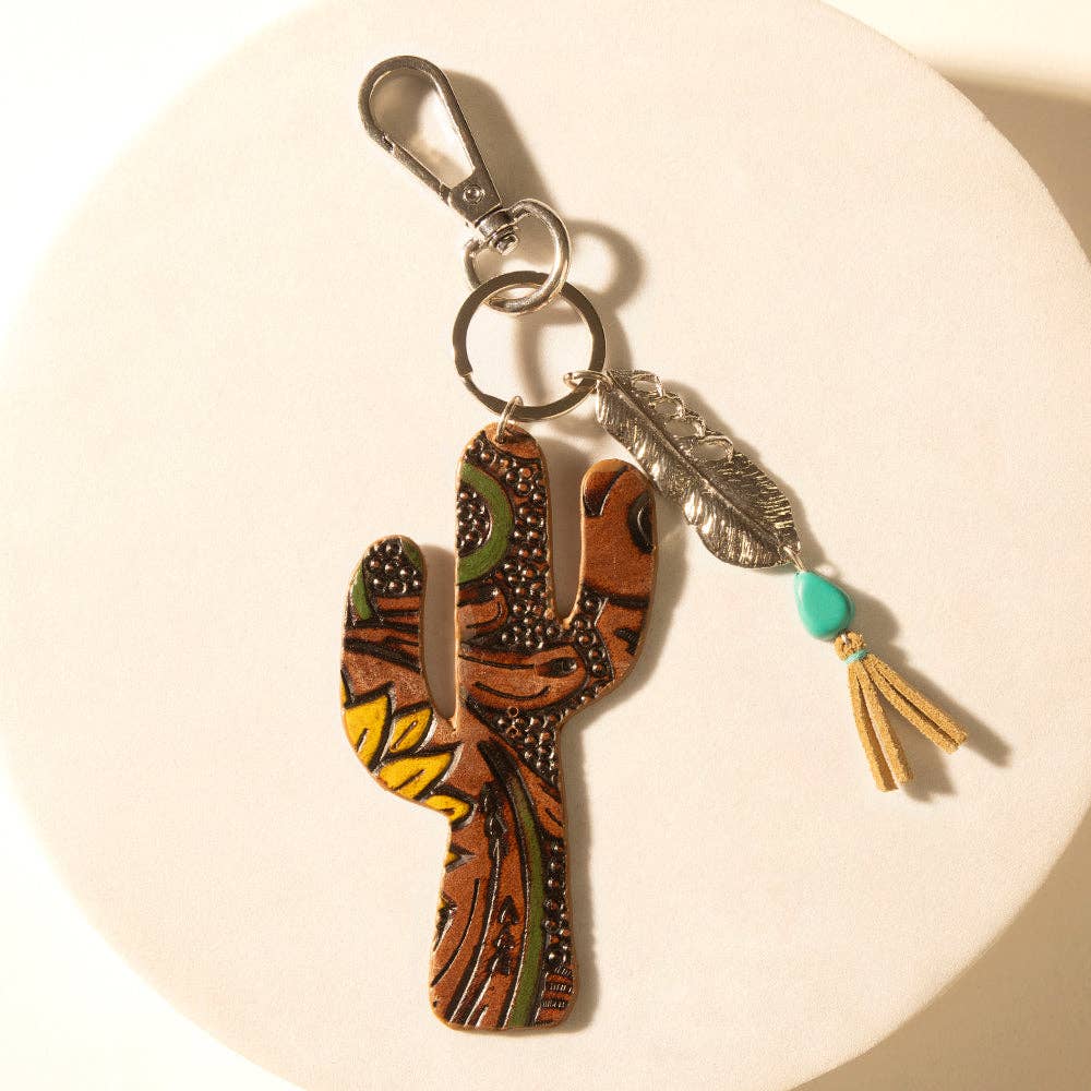Desert Dune Hand-Tooled Leather Key Fob — product image 1