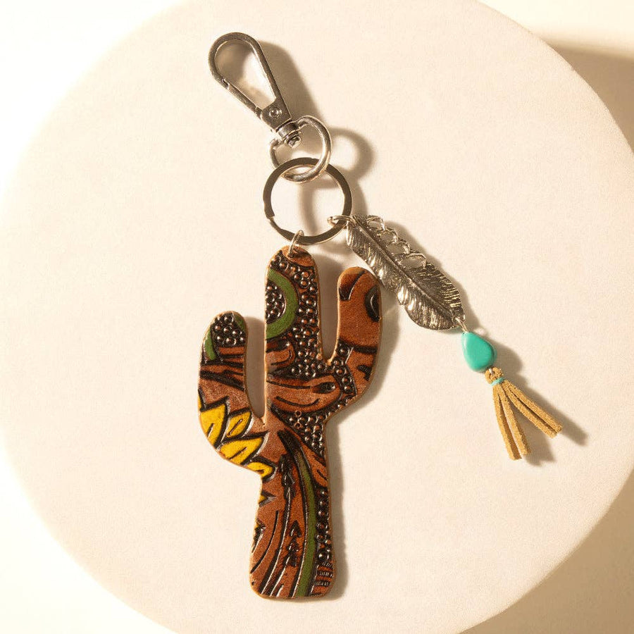 Desert Dune Hand-Tooled Leather Key Fob — product image 1