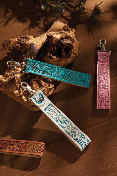 Blooming Meadow Leather Key Fob