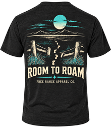 Room to Roam T-shirt in Heather Black, back view