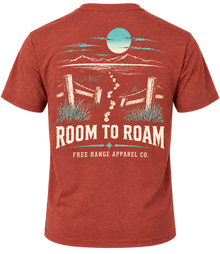 Room to Roam T-shirt in Heather Redwood, back view